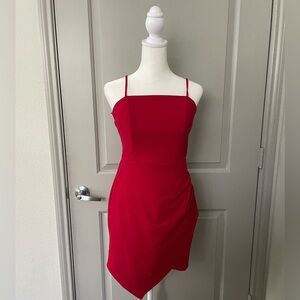 Miami Red Asymmetrical Sheath Mini Dress